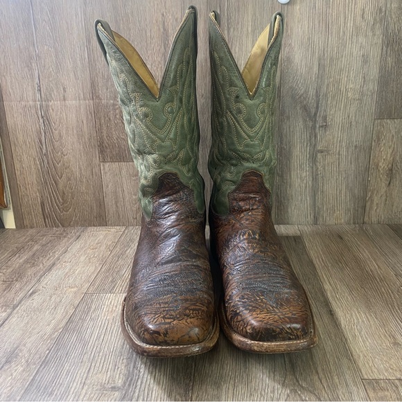 Corral Cowboy Boots Mens 10 Shoulder Square Toe A2653 Western Cowboy Green Brown - Picture 2 of 8